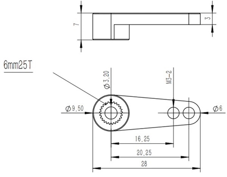 25T-6B Aluminium Servo Arm for 6MM 25T Servo