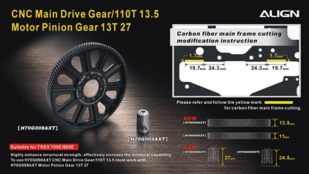 CNC Slant Thread Main Drive Gear /110T 13.5  (Old No.H80G002XX) 