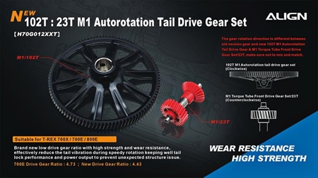 102T : 23T M1 Autorotation Tail Drive Gear Set     