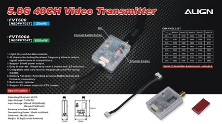 5.8G - 40CH Video Transmitter(600mW)  